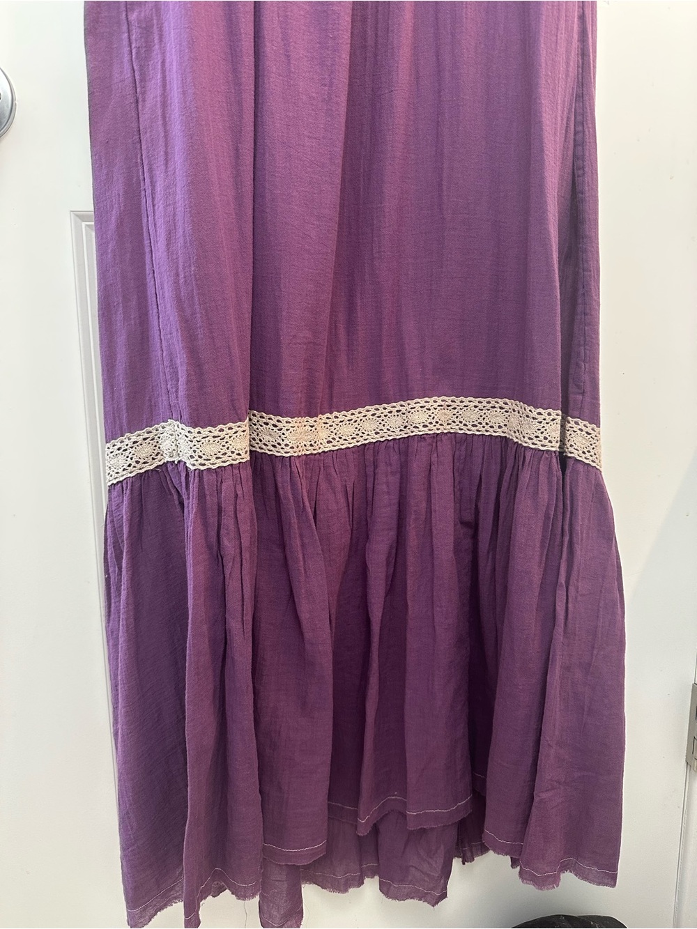 Free People Purple Maxi Strapless Dress with Cream Lace Accents - Picture 8 of 8